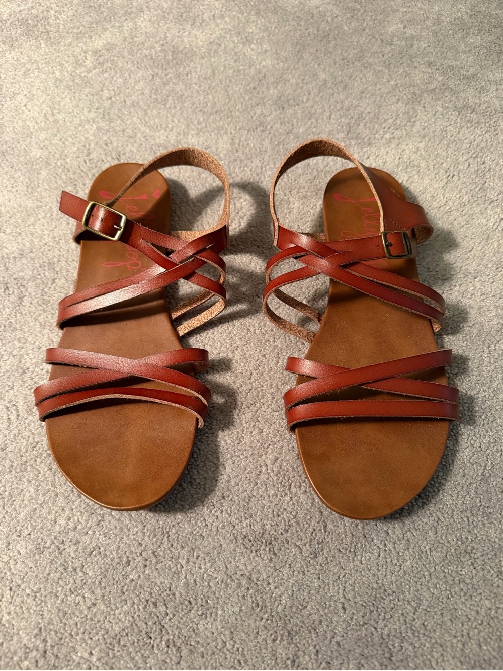 Jellypop Women's Strappy Flat Sandals - Brown